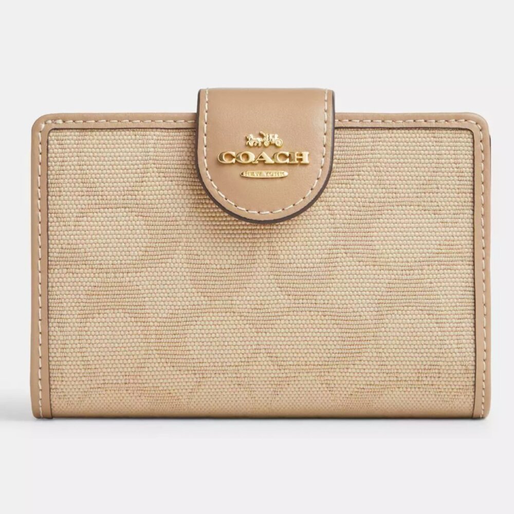 NTW COACH Medium Corner Zip Wallet With Signature Canvas